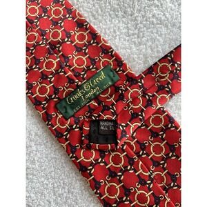 Crooks & Creed London	Vintage Horsebit Chain Geometric Motif Print 100% Silk Tie